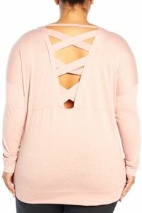 Balance Collection Pink Crisscross-Back V-Neck Pullover
